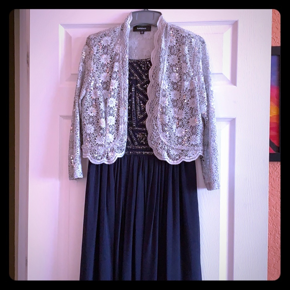 Adrianna Papell Formal Dress with Silver Jacket